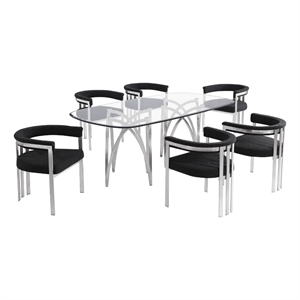 Best Quality Furniture 78&quot x 42&quot Rounded Rectangular Clear Glass Dining Set