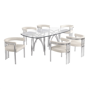 Best Quality Furniture 78&quot x 42&quot Rounded Rectangular Clear Glass Dining Set