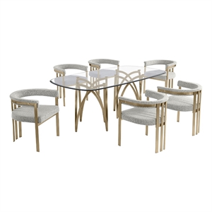 Best Quality Furniture 78&quot x 42&quot Rounded Rectangular Clear Glass Dining Set