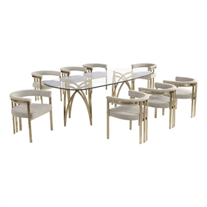 Best Quality Furniture 94&quot x 46&quot Rounded Rectangular Clear Glass Dining Set