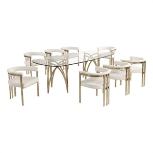 Best Quality Furniture 94&quot x 46&quot Rounded Rectangular Clear Glass Dining Set