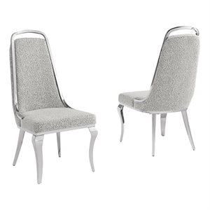 Best Quality Furniture Rich Gray Boucle Fabric Side Chairs with Chrome Frame