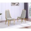 Best Quality Furniture Rich Gray Boucle Fabric Side Chairs w Gold Chrome Frame