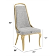 Best Quality Furniture Rich Gray Boucle Fabric Side Chairs w Gold Chrome Frame