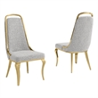 Best Quality Furniture Rich Gray Boucle Fabric Side Chairs w Gold Chrome Frame