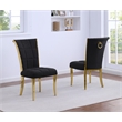Best Quality Furniture Black Boucle Fabric Side Chairs w Gold Chrome Frame