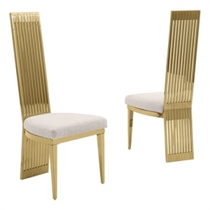 Best Quality Furniture Gold Stainless Steel Frame Side Chairs w Boucle Seat