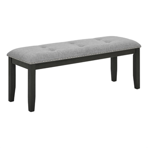 Best Quality Furniture Gray Fabric Dining Bench With Nailhead Trim