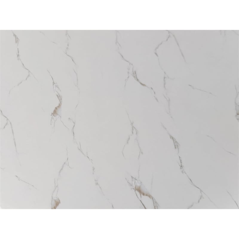 Best Quality Furniture Faux White Marble Dining Table with Dark Rustic Wood