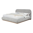 Best Quality Furniture Rich Gray Boucle Fabric Platform Bed in King Size