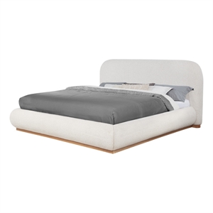 Best Quality Furniture Cream Boucle Fabric Platform Bed in King Size