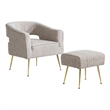 Best Quality Furniture 2 Piece Accent Chair & Ottoman in Gray Boucle Fabric