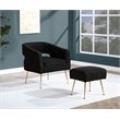 Best Quality Furniture 2 Piece Accent Chair & Ottoman in Black Boucle Fabric