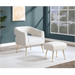 Best Quality Furniture 2 Piece Accent Chair & Ottoman in Cream Boucle Fabric
