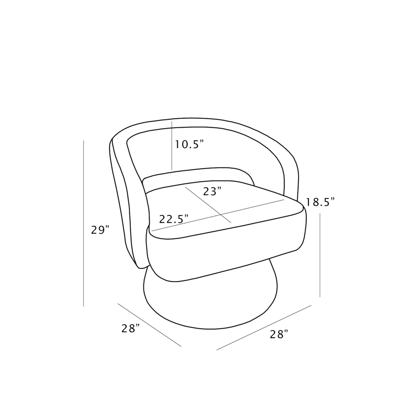 Best Quality Furniture Swivel Accent Chair in Cream Velvet Stripe Fabric