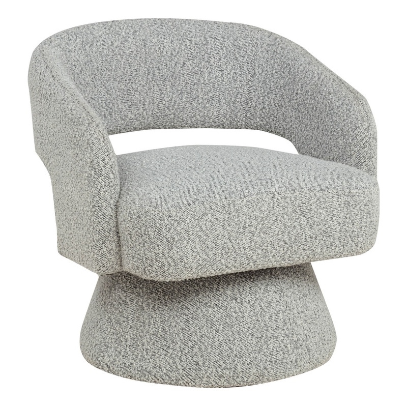 Best Quality Furniture Swivel Accent Chair in Rich Gray Boucle Fabric