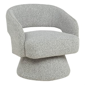 Best Quality Furniture Swivel Accent Chair in Rich Gray Boucle Fabric
