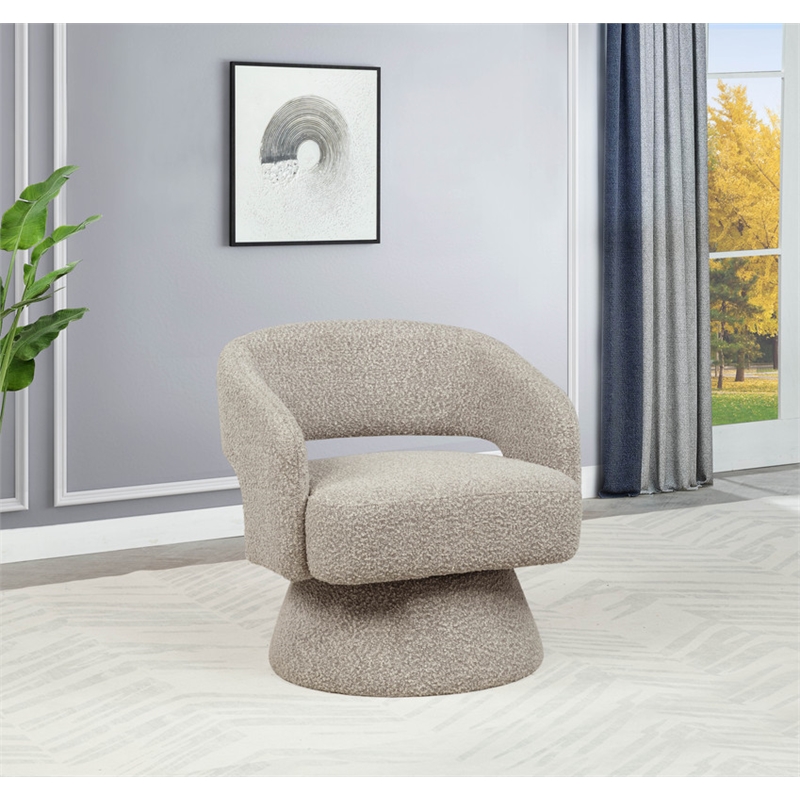 Best Quality Furniture Swivel Accent Chair in Gray Boucle Fabric