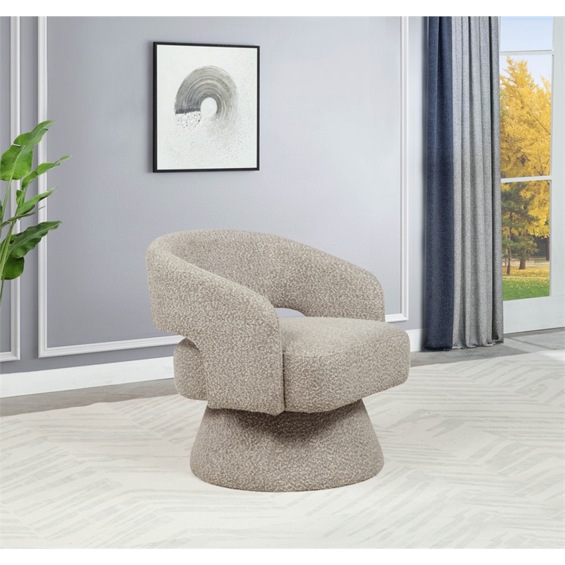 Best Quality Furniture Swivel Accent Chair in Gray Boucle Fabric