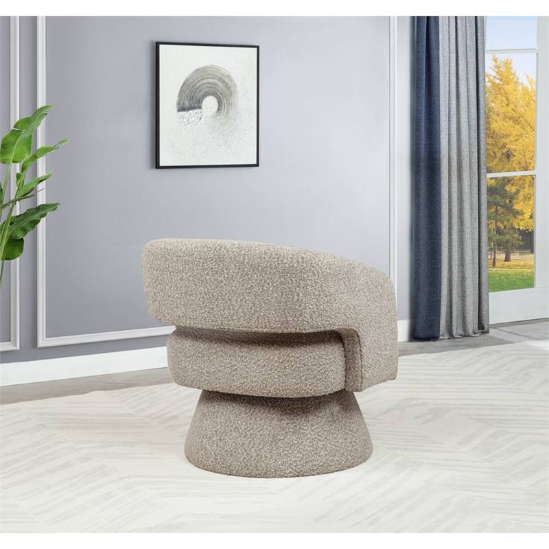 Best Quality Furniture Swivel Accent Chair in Gray Boucle Fabric
