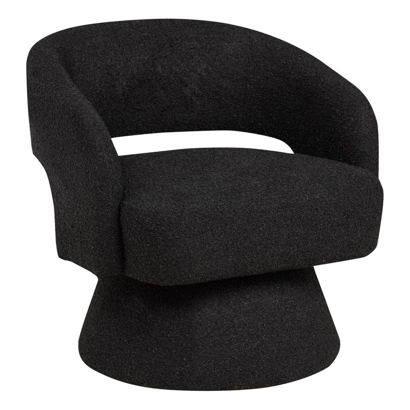 Best Quality Furniture Swivel Accent Chair in Black Boucle Fabric