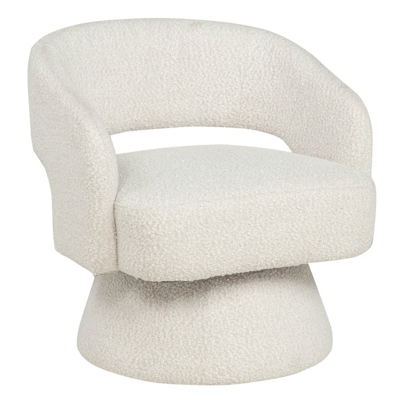 Best Quality Furniture Swivel Accent Chair in Cream Boucle Fabric
