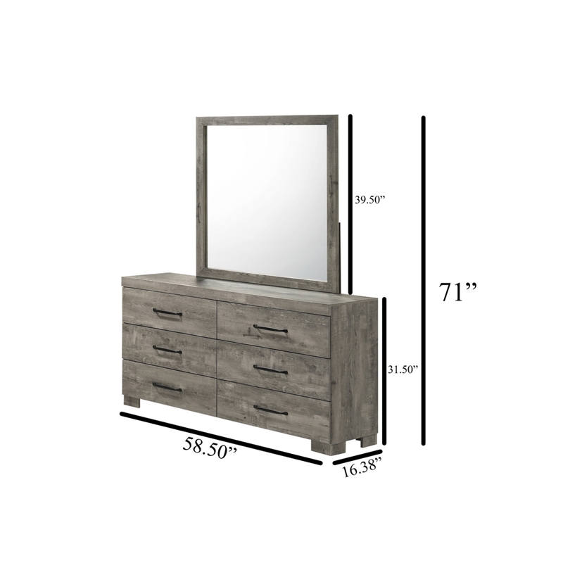 Best Quality Furniture 4pc Antique Gray Wood Panel Bedroom Set with Headlamps