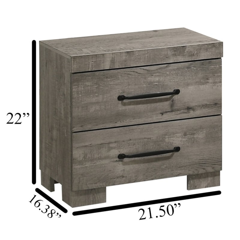 Best Quality Furniture 2pc Antique Gray Wood Panel Bedroom Set with Headlamps