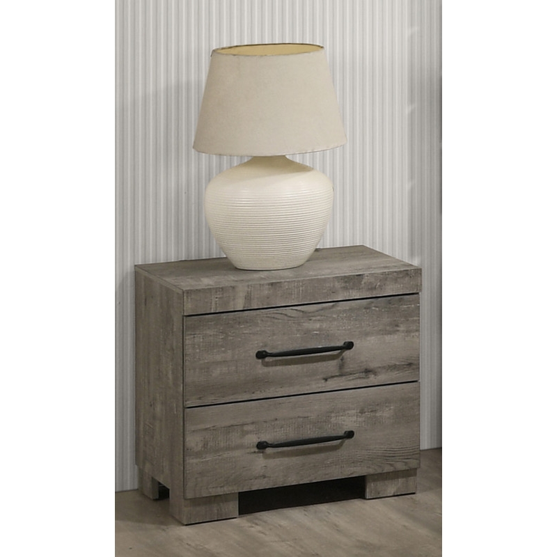 Best Quality Furniture Antique Gray Wood 2 Drawer Nightstand with Rustic Finish