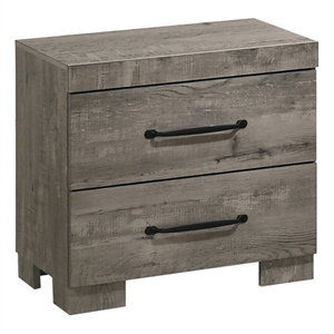 Best Quality Furniture Antique Gray Wood 2 Drawer Nightstand with Rustic Finish