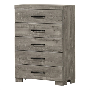 Best Quality Furniture Antique Gray Wood 5 Drawer Chest with Rustic Finish