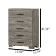 Best Quality Furniture 5pc Antique Gray Wood Panel Bedroom Set with Headlamps