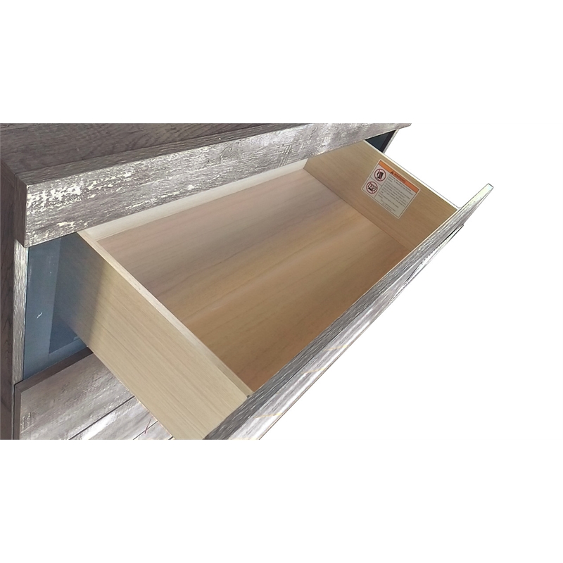 Best Quality Furniture 5pc Antique Gray Wood Panel Bedroom Set with Headlamps