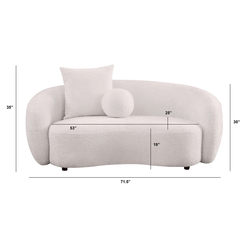 Best Quality Furniture 2 Piece Sofa & Loveseat Set in Beige Boucle Teddy Fabric