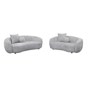 Best Quality Furniture 2 Piece Sofa & Loveseat Set in Gray Boucle Teddy Fabric