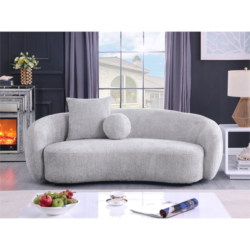 Best Quality Furniture 3 Seater Sofa in Light Gray Boucle Teddy Fabric
