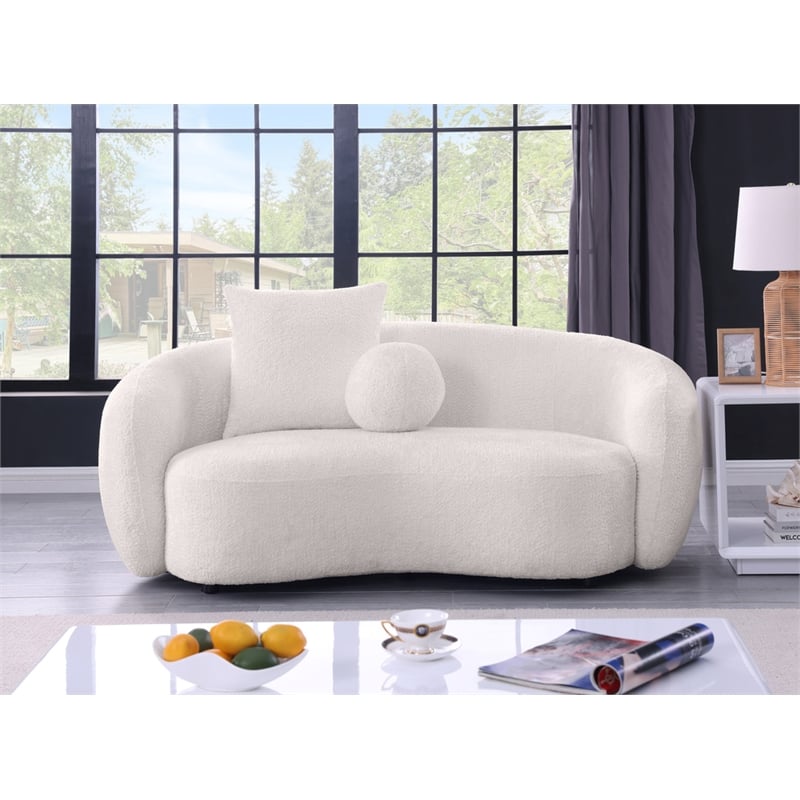 Best Quality Furniture 2 Seater Loveseat in Beige Boucle Teddy Fabric