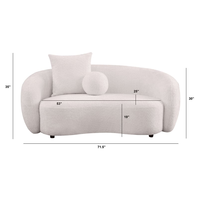 Best Quality Furniture 2 Seater Loveseat in Beige Boucle Teddy Fabric