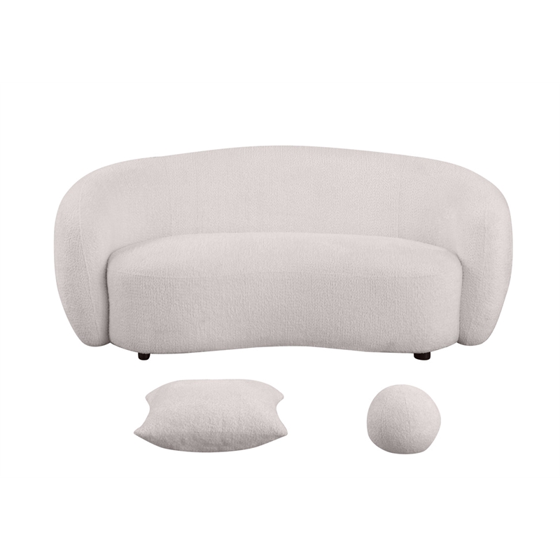 Best Quality Furniture 2 Seater Loveseat in Beige Boucle Teddy Fabric