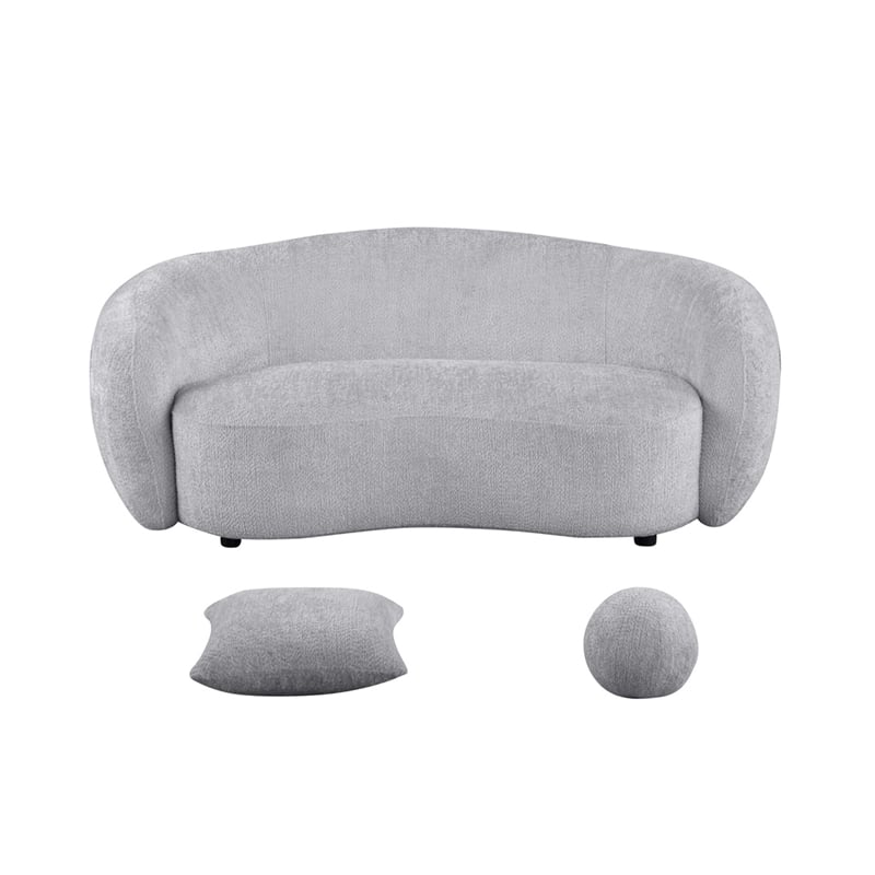 Best Quality Furniture 2 Seater Loveseat in Light Gray Boucle Teddy Fabric