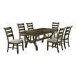 Best Quality Furniture Traditional 7 Piece Dining Set in Antique Brown Wood