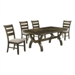 Best Quality Furniture Traditional 5 Piece Dining Set in Antique Brown Wood
