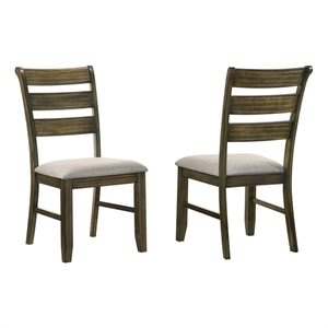 Best Quality Furniture Ladderback Antique Brown Wood Dining Side Chairs