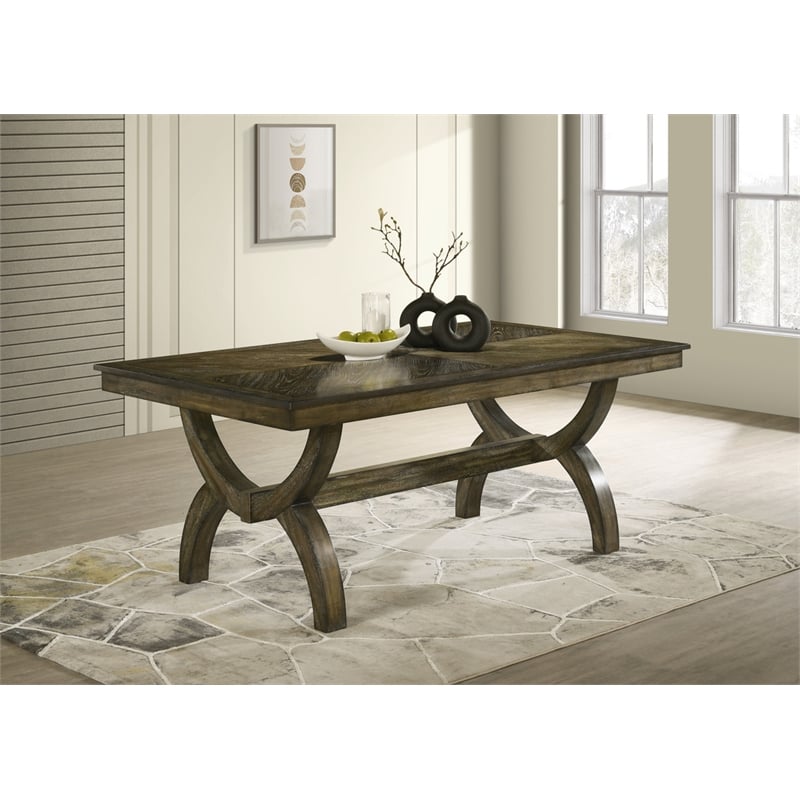 Best Quality Furniture Traditional Dining Table in Antique Brown Wood