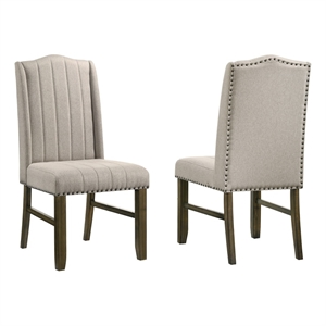 Best Quality Furniture Beige Fabric Dining Chairs with Brown Wood