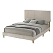 Best Quality Furniture Full Size Panel Bed in Cream Velvet Corduroy