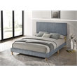 Best Quality Furniture Full Size Panel Bed in Gray Velvet Corduroy
