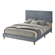 Best Quality Furniture Full Size Panel Bed in Gray Velvet Corduroy