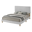 Best Quality Furniture Full Size Panel Bed in Light Gray Velvet Corduroy