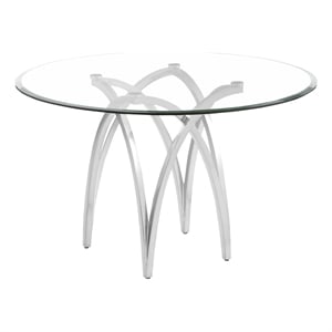 Best Quality Furniture 48x48 Clear Tempered Glass Dining Table with Matte Chrome
